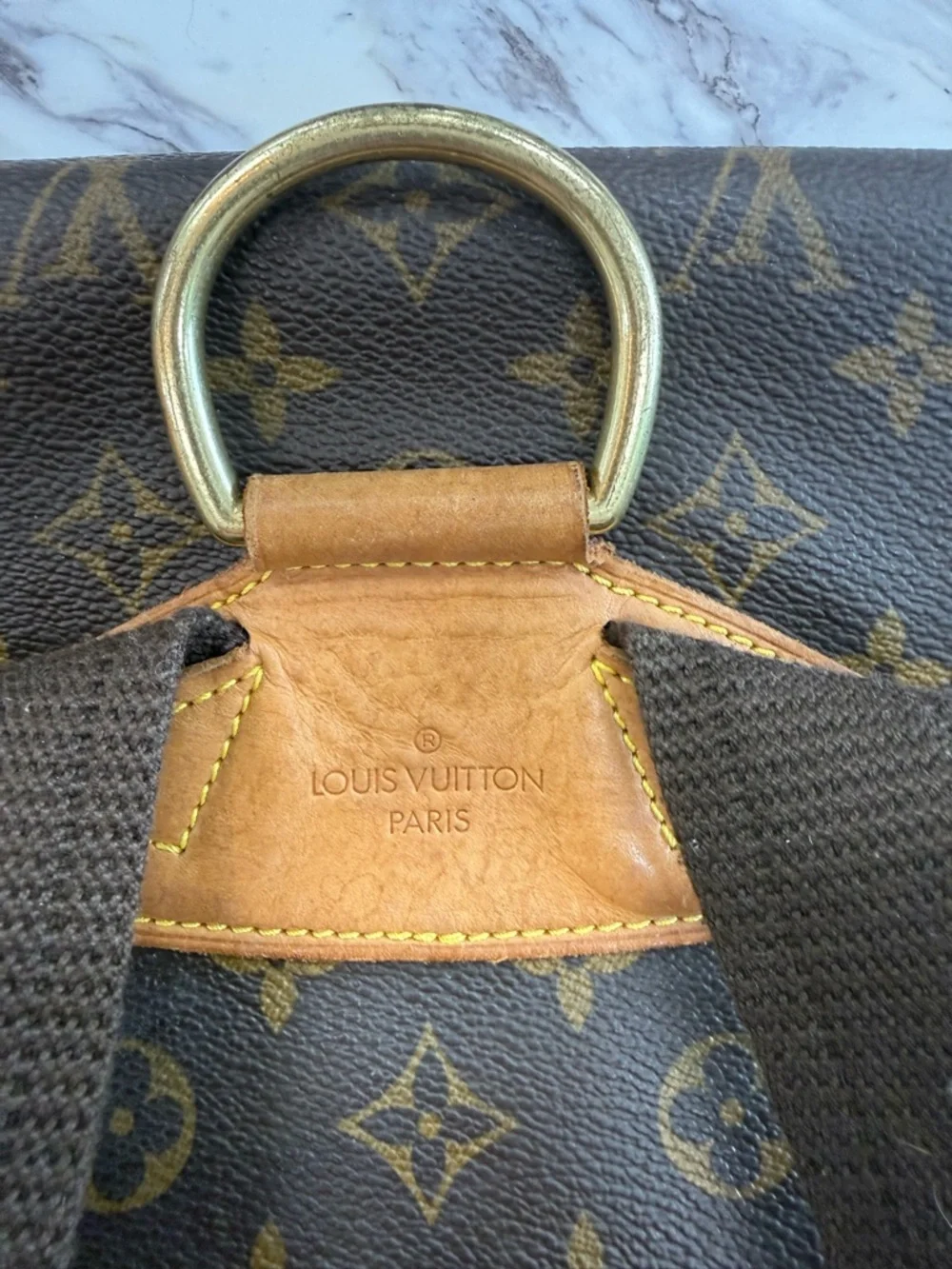 Louis Vuitton Monogram Canvas Backpack with Tan Leather Trim - Picture 5 of 8